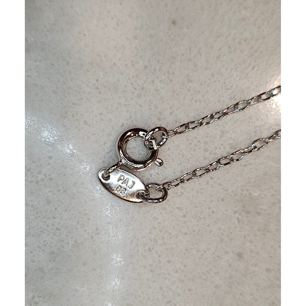Silver Tone Necklace with Crystal  Round Faceted Stone and Gold‎ Tone Accents - Picture 10 of 11